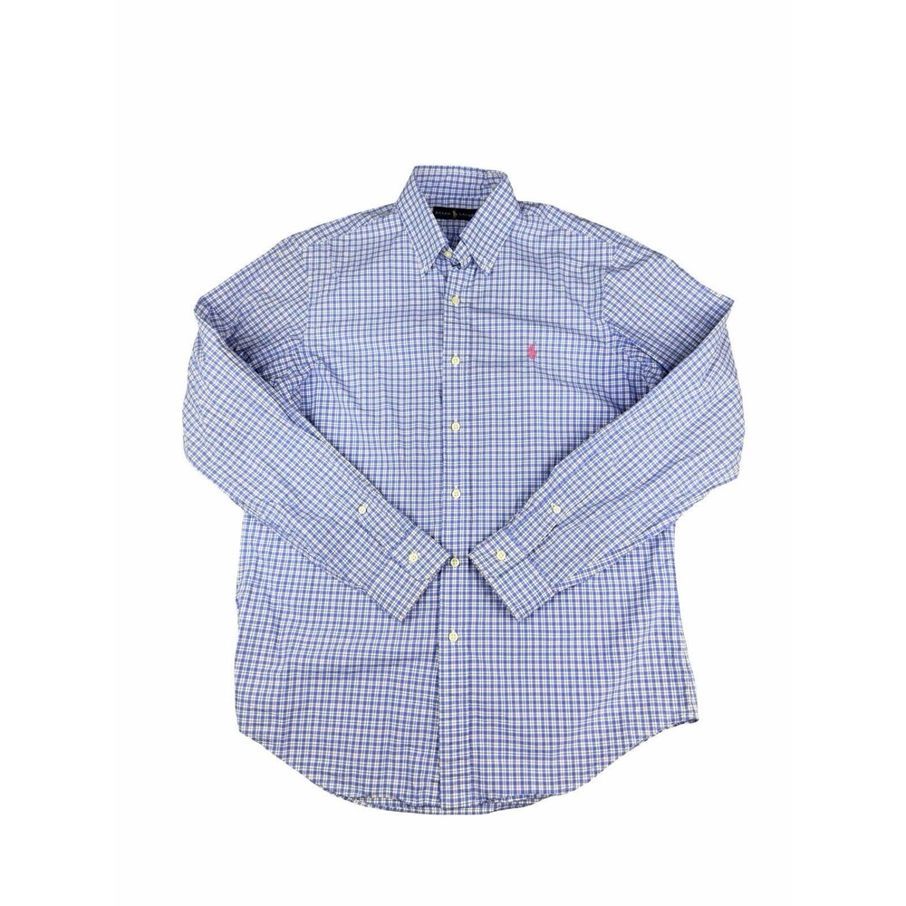 Ralph Lauren Men's Plaid Button Down Shirt Size M Medium Blue Pink Cool Cotton